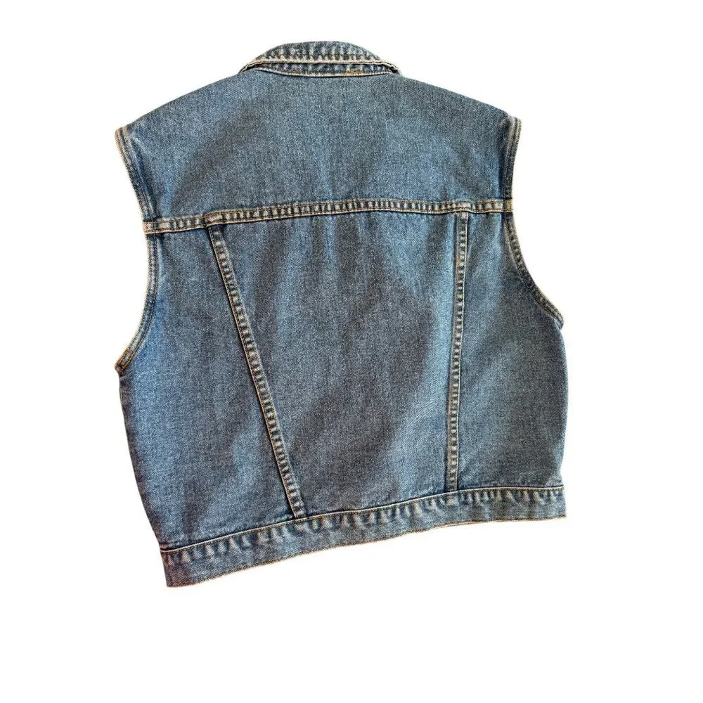Jordache Womens Vintage Cropped Denim Vest Size Large Blue Cotton Stonewashed - Picture 7 of 7
